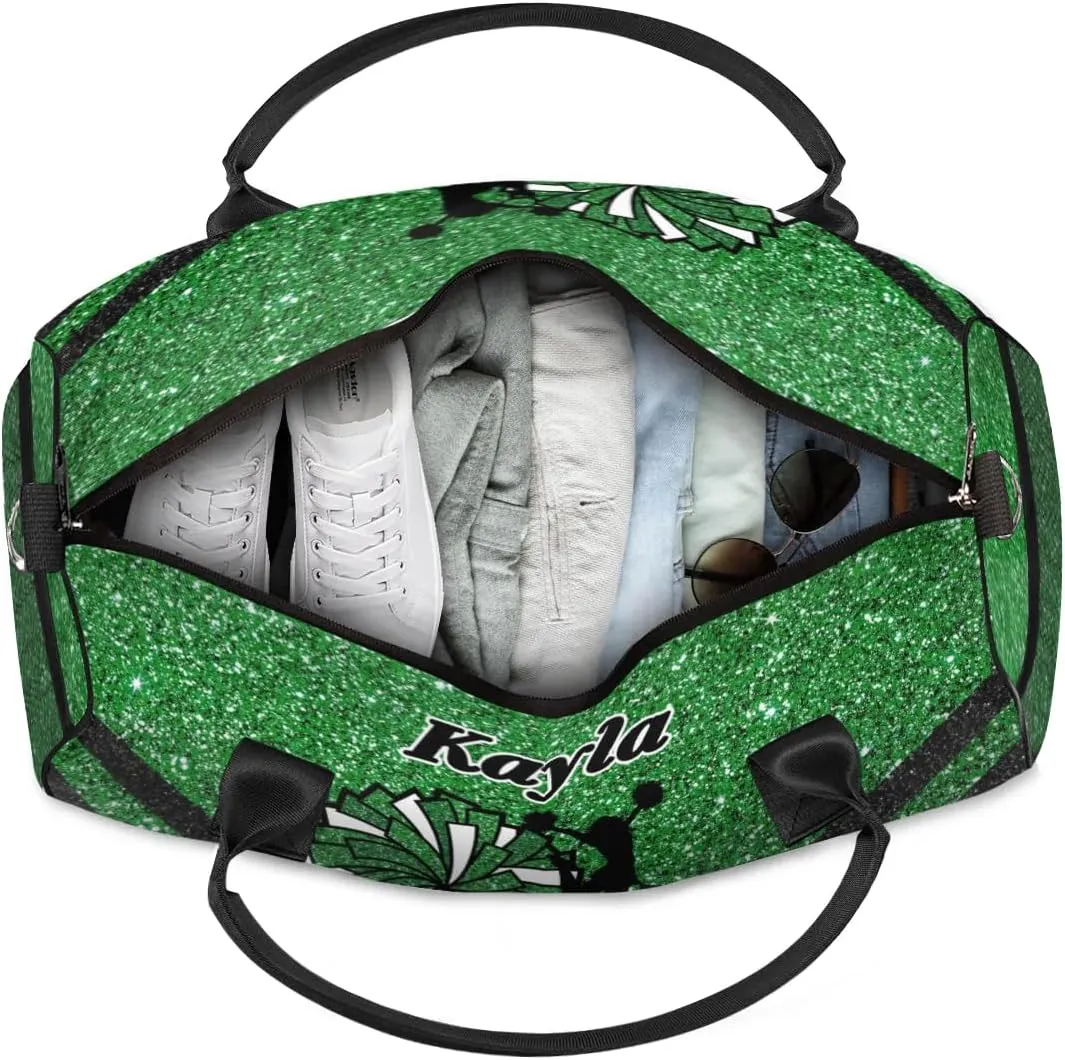 Custom Name Cheerleader Bag Personalized Gym Bag Sport Duffel Bags Customized Cheerleading Bag Overnight Bag, Dark Green Gillter