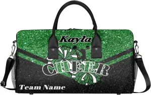 Custom Name Cheerleader Bag Personalized Gym Bag Sport Duffel Bags Customized Cheerleading Bag Overnight Bag, Dark Green Gillter