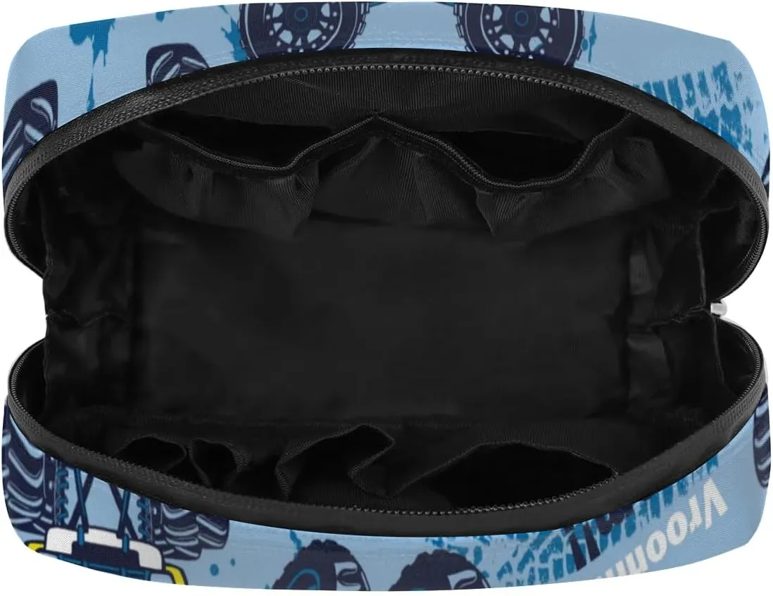 Custom Name Cosmetic Bag, Monster Truck Personalized Bridesmaid Makeup Bag, Personalised Gift for Bridesmaid, Truck Cars Travel Makeup Bag, Bridesmaid Gifts, Organizer