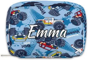Custom Name Cosmetic Bag, Monster Truck Personalized Bridesmaid Makeup Bag, Personalised Gift for Bridesmaid, Truck Cars Travel Makeup Bag, Bridesmaid Gifts, Organizer
