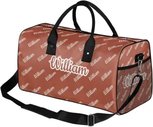 Custom Name Duffel Bag Personalized Sports Bag Dance Gym Bags Travel Overnight Carry-On Duffel Bag for Women Men Waterproof, Reddish Brown