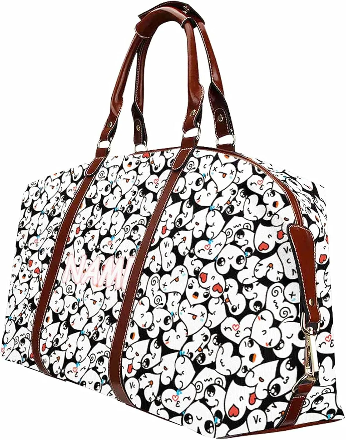 Custom Name Duffel Weekender Overnight Travel Carry on Tote Bags with Pocket Personalized Gym Bag for Women