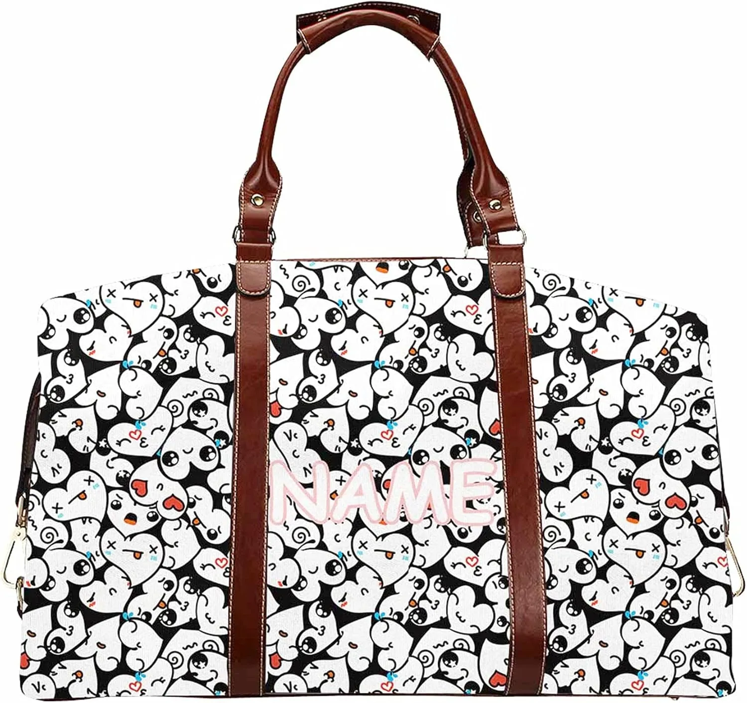 Custom Name Duffel Weekender Overnight Travel Carry on Tote Bags with Pocket Personalized Gym Bag for Women