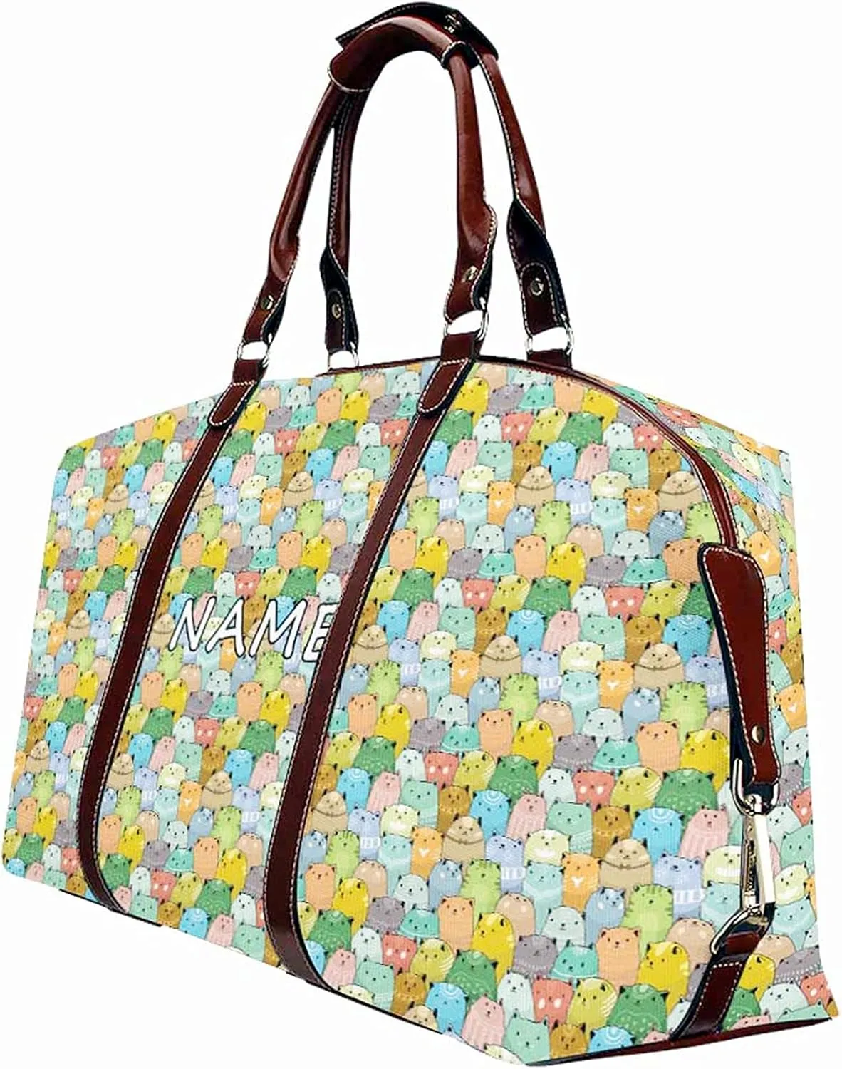 Custom Name Duffel Weekender Overnight Travel Tote Bags with Pocket Personalized Cute Gym Bag for Women