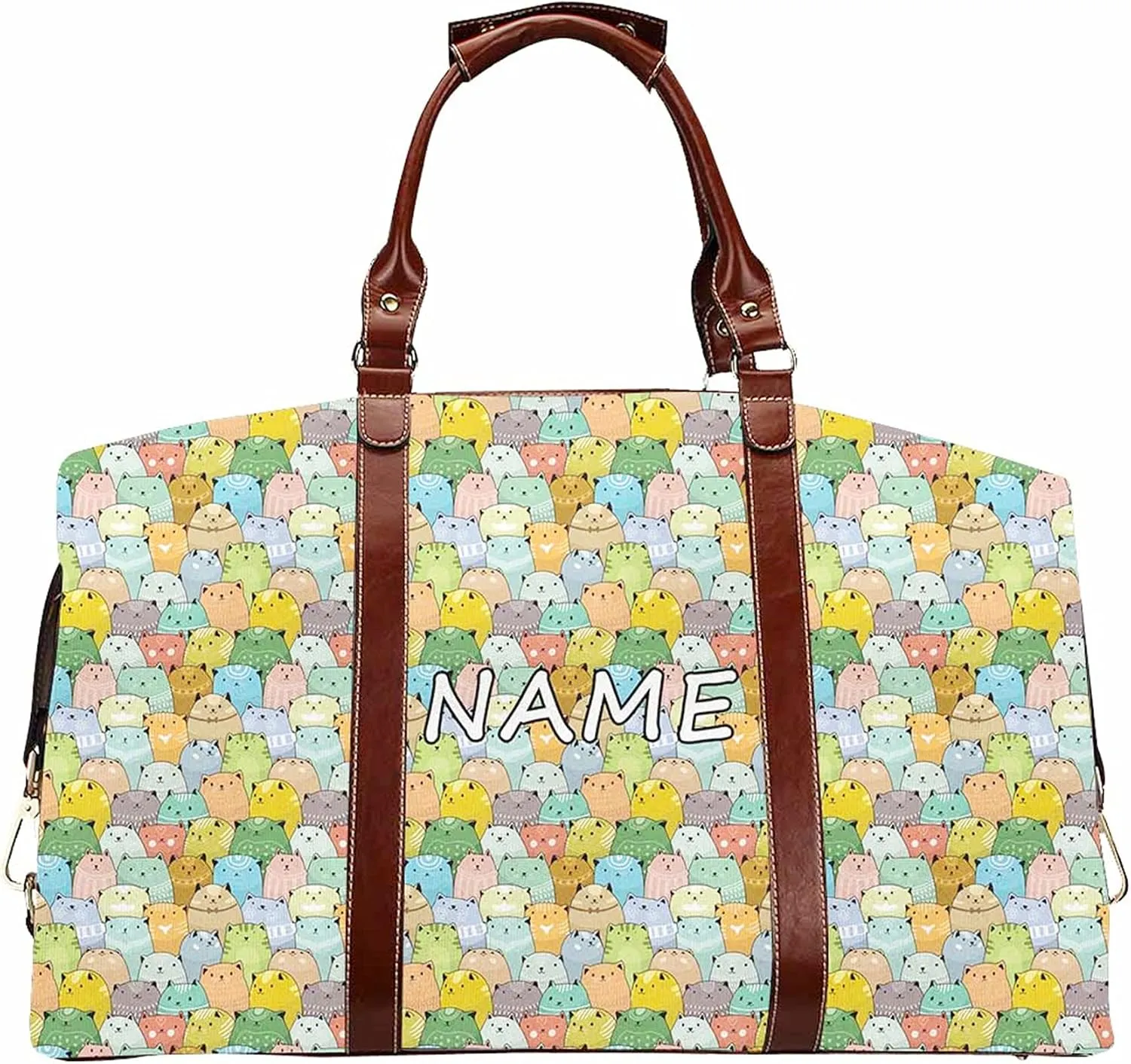Custom Name Duffel Weekender Overnight Travel Tote Bags with Pocket Personalized Cute Gym Bag for Women
