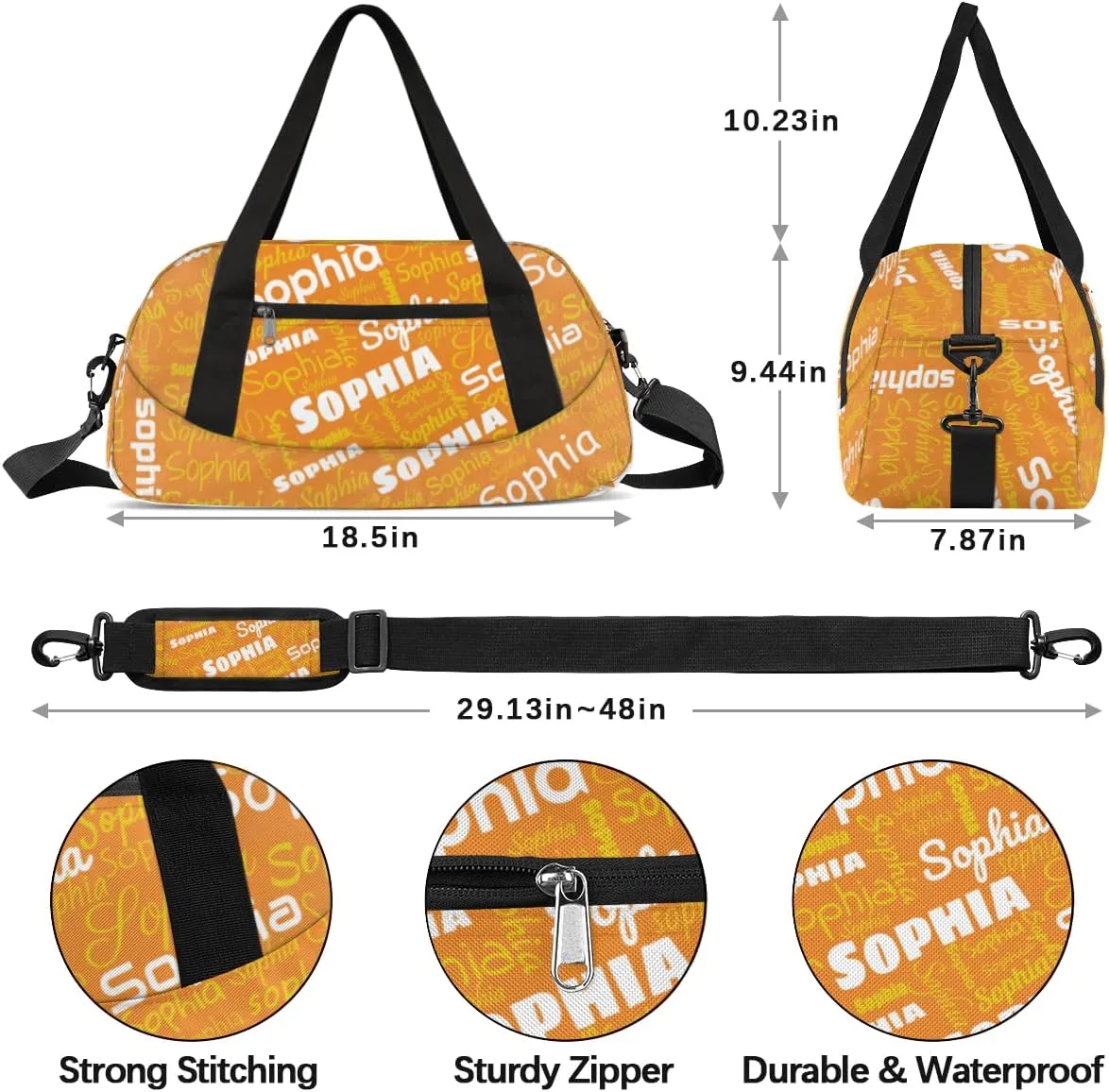 Custom Name Kids Duffel Bags Custom Sport Duffel Bag for Boys Girls, Customized Overnight Bag for Kids