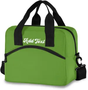 Custom Name Lawn Green Lunch Bags for Women Men Large Insulated Lunch Boxes Decoration Durable Lunch Tote Lunch Bags Cooler Bags for Teacher Office Work Picnic