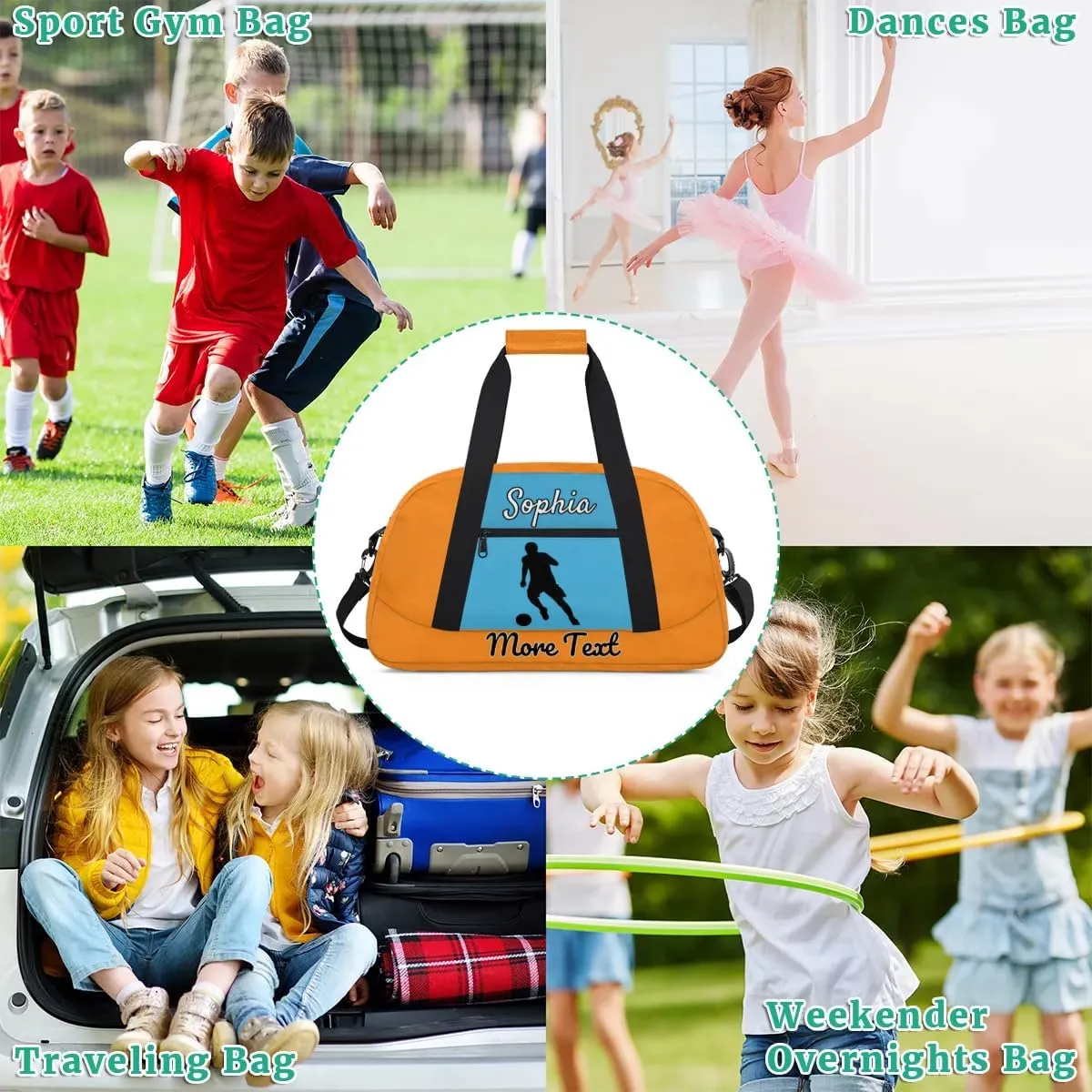 Custom Name Sports Bag, Personalized Balls Gym Duffel Bags, Lightweight Travel Overnight Weekender Bag Custom Gifts, Peach