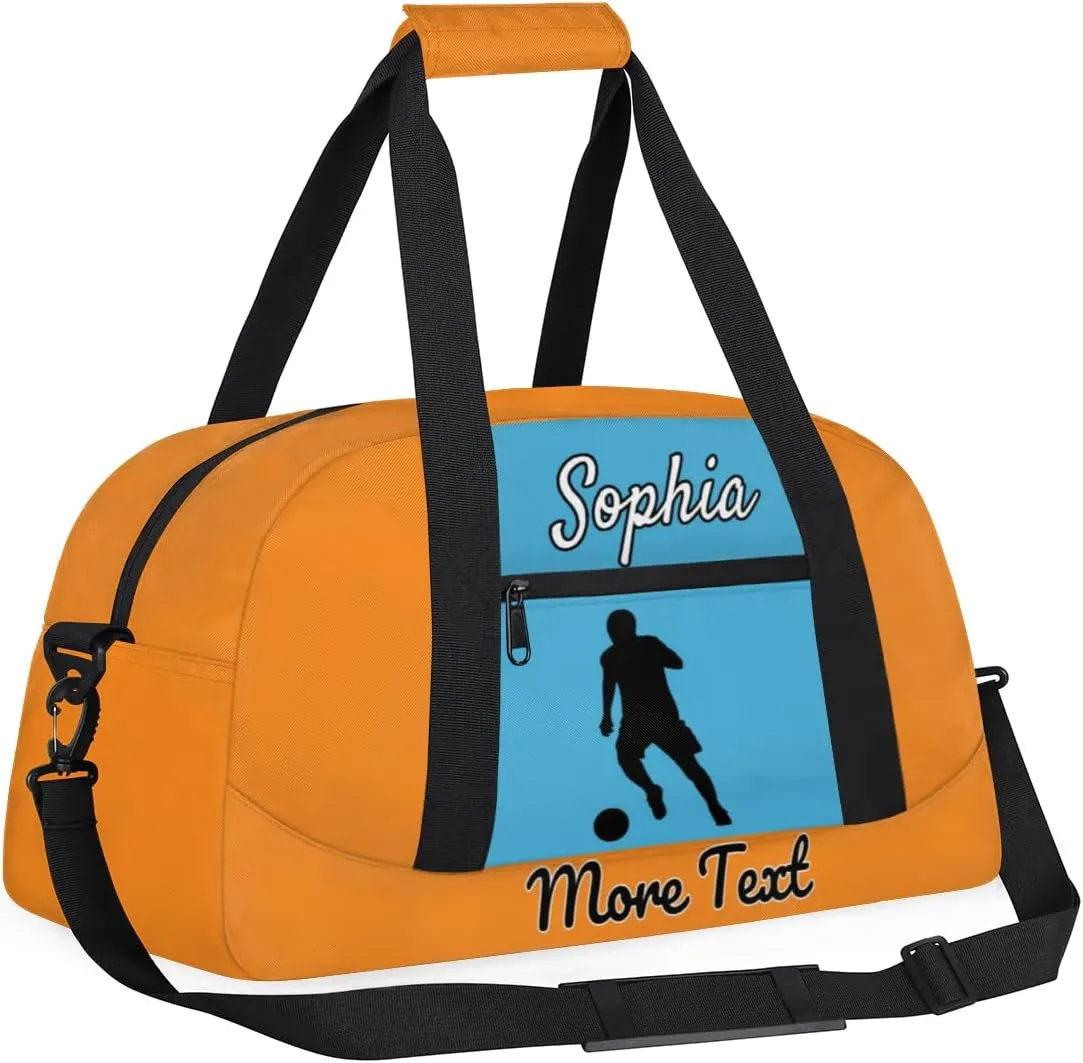 Custom Name Sports Bag, Personalized Balls Gym Duffel Bags, Lightweight Travel Overnight Weekender Bag Custom Gifts, Peach