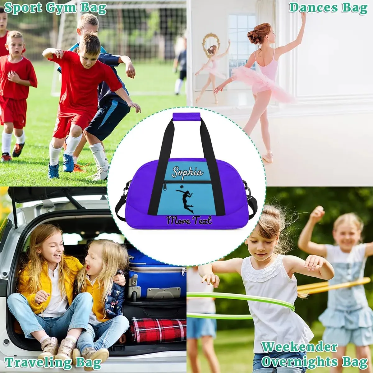 Custom Name Sports Bag, Personalized Balls Gym Duffel Bags, Lightweight Travel Overnight Weekender Bag Custom Gifts, Violet