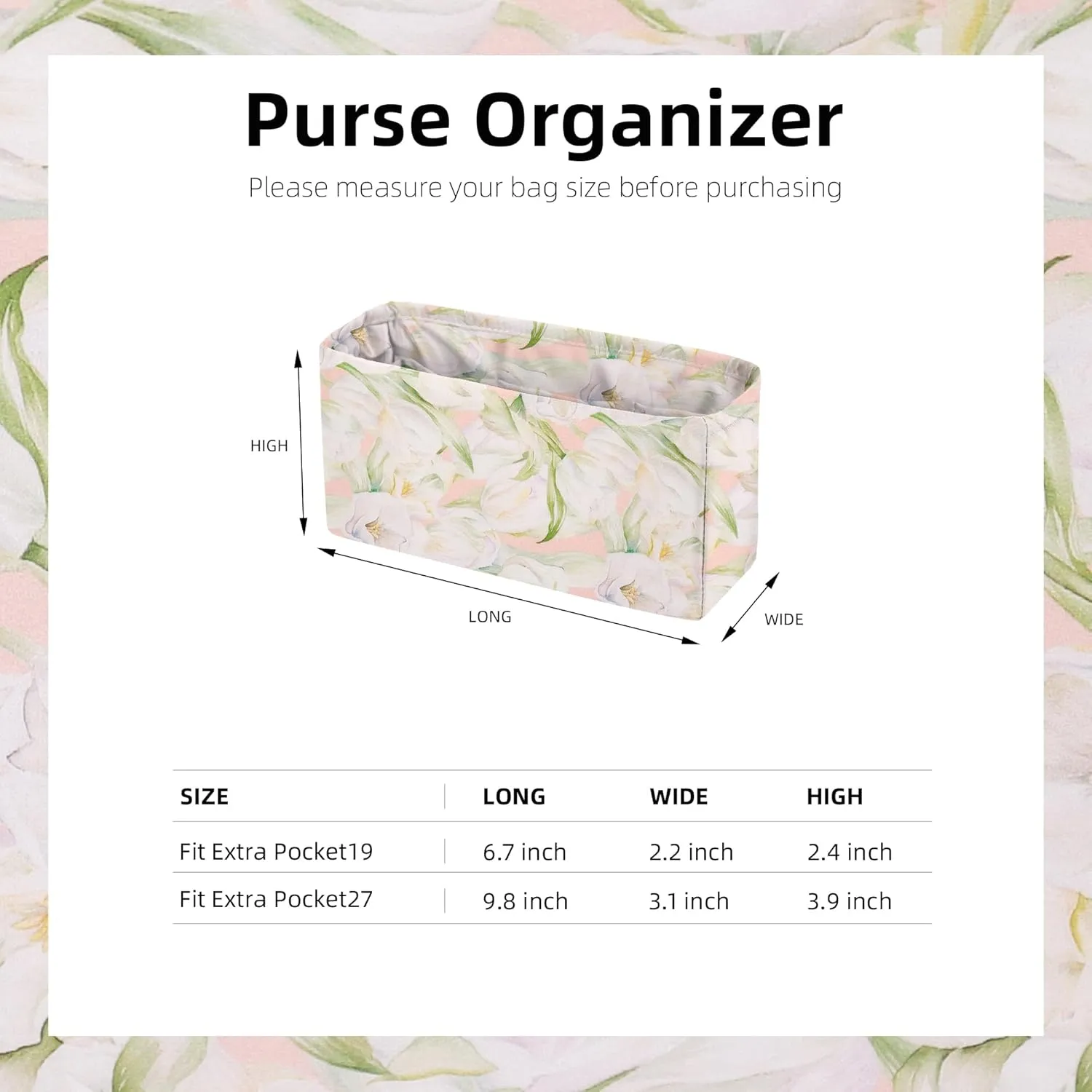 custom Purse organizer or pillow insert for Extra Pocket L19/L27, offering 42 pattern to choose