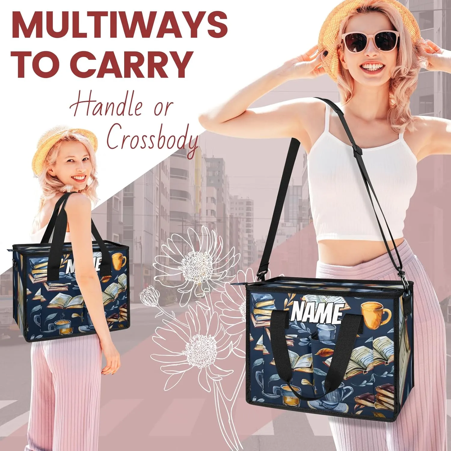Custom Retro Coffee Book Travel Duffle Bags for Women Weekender Overnight Library Theme Carry on Tote for Airplanes Business Hospital Gym with Toiletry Bag 3Pcs Set