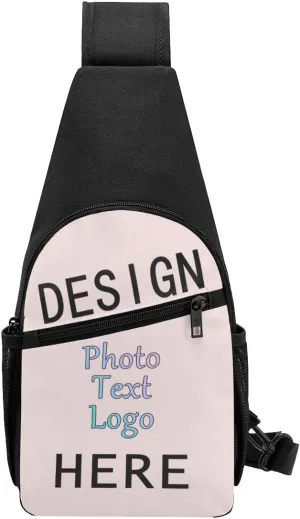 Custom Sling Bags with Your Design Own Photo Logo for Men Women, Personalized Shoulder Chest Bag Travel Hiking Daypack for Outdoor Travel Sports