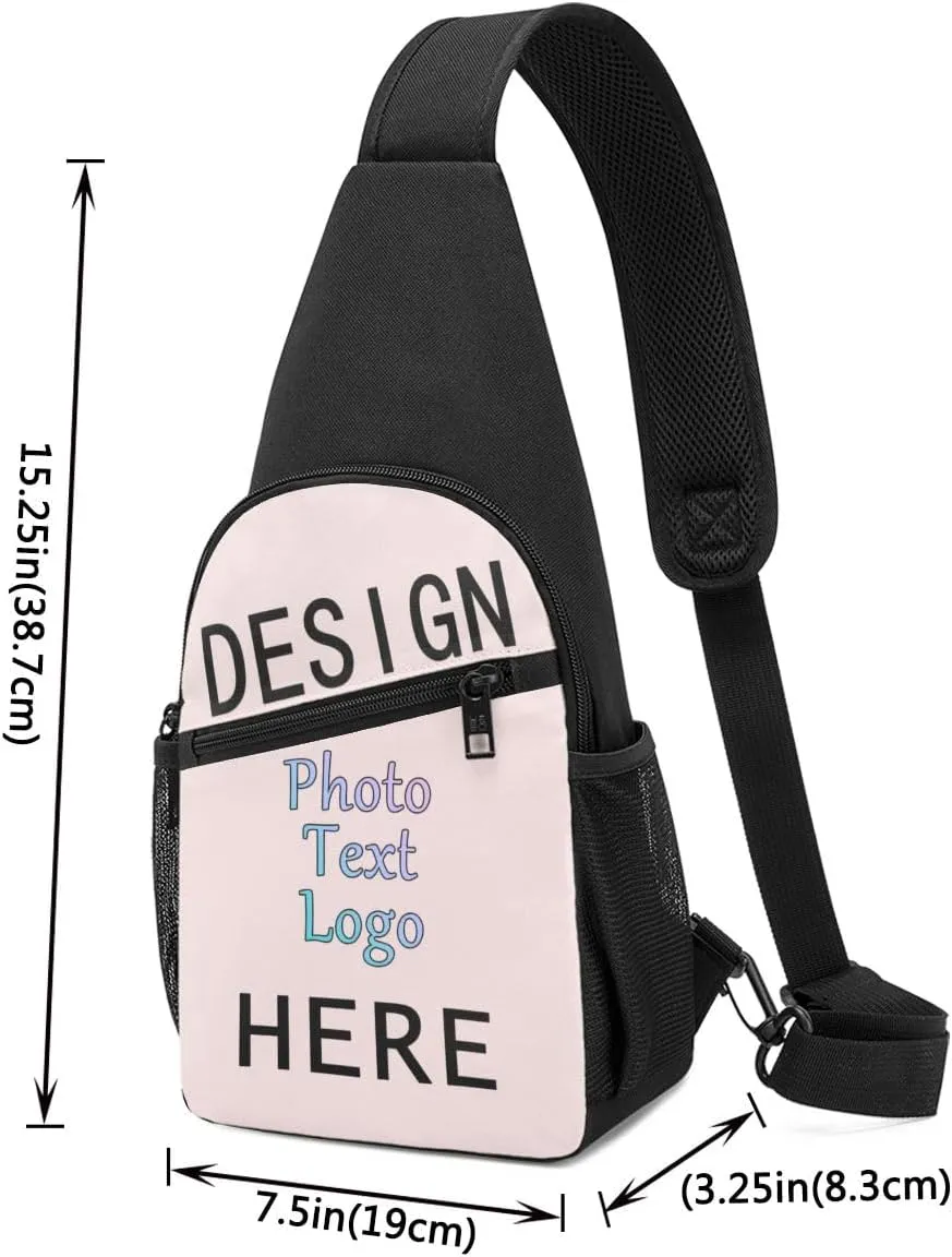 Custom Sling Bags with Your Design Own Photo Logo for Men Women, Personalized Shoulder Chest Bag Travel Hiking Daypack for Outdoor Travel Sports