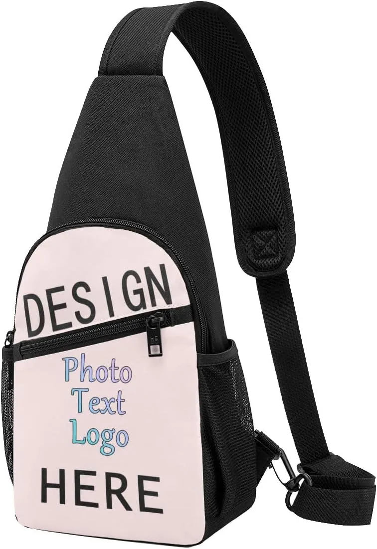 Custom Sling Bags with Your Design Own Photo Logo for Men Women, Personalized Shoulder Chest Bag Travel Hiking Daypack for Outdoor Travel Sports