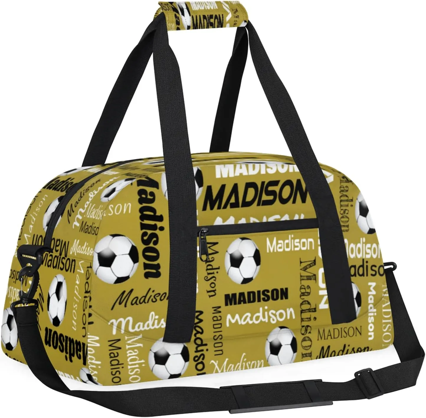 Custom Soccer Gym Bag Duffel Bag for Women Men, Personalized Name Travel Sport Bags Customized Footballs Bag, Brown