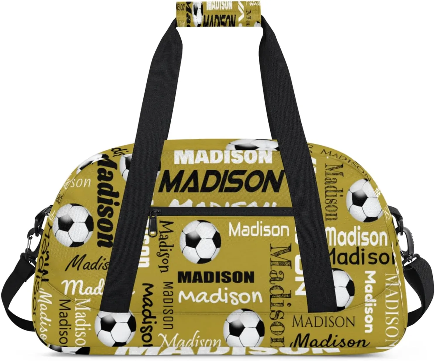 Custom Soccer Gym Bag Duffel Bag for Women Men, Personalized Name Travel Sport Bags Customized Footballs Bag, Brown
