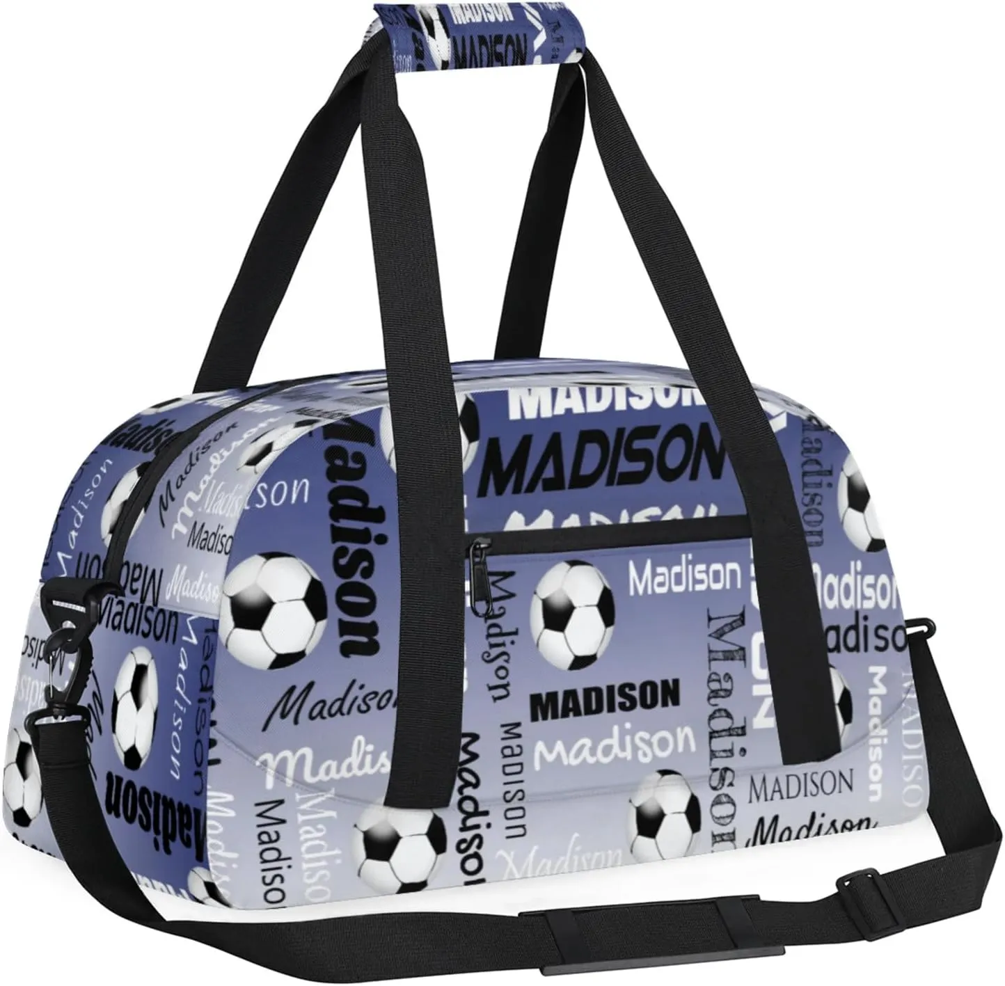 Custom Soccer Gym Bag Duffel Bag for Women Men, Personalized Name Travel Sport Bags Customized Footballs Bag, Cobalt Blue Gradient