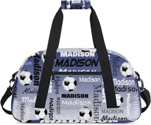 Custom Soccer Gym Bag Duffel Bag for Women Men, Personalized Name Travel Sport Bags Customized Footballs Bag, Cobalt Blue Gradient