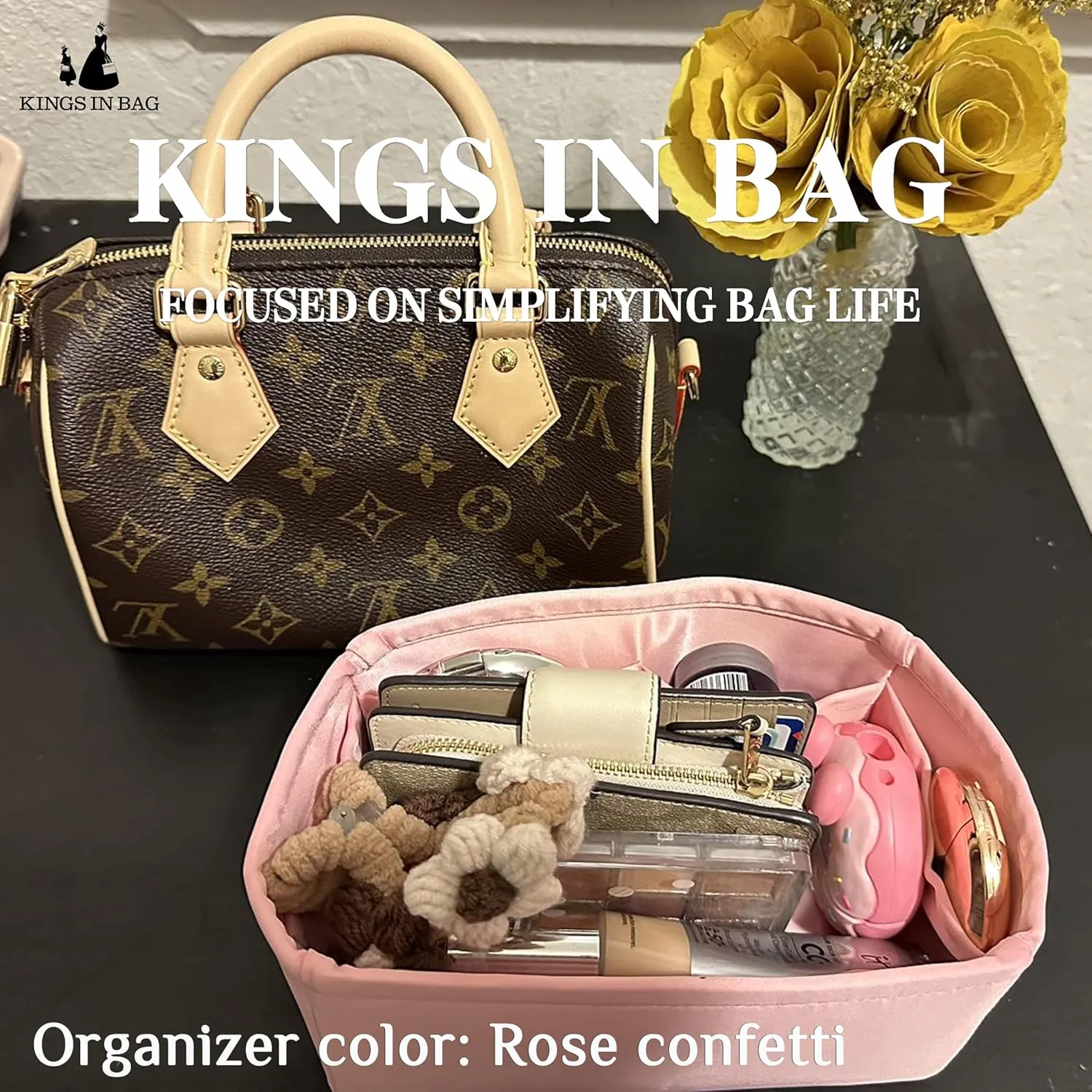 Custom Speedy Bag Organizer Insert, Silky Purse Insert Compatible with LV Speedy Bags, Lightweight Handbag Shaper for Daily Use (Custom Color)