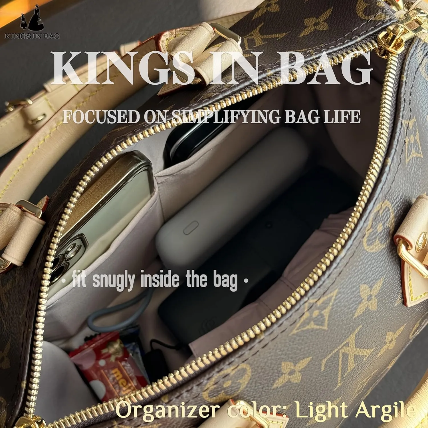 Custom Speedy Bag Organizer Insert, Silky Purse Insert Compatible with LV Speedy Bags, Lightweight Handbag Shaper for Daily Use (Custom Color)