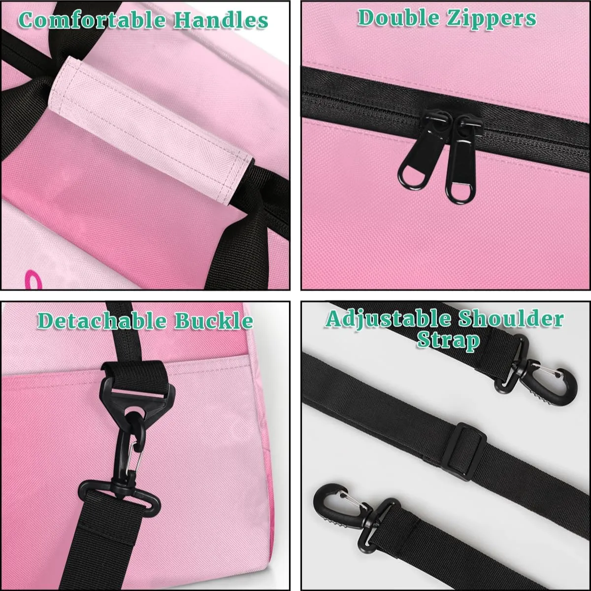 Custom Sport Duffel Bag for Girls, Personalized Kids Gym Bag, Overnight Weekender Bags for Teens, Travel Duffle Bag for Girls, Deeppink Badminton