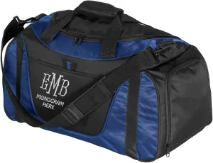 Custom Sport Duffel Bags for Men, Women, Two-Tone, Navy - Add Your Monogram - Personalized Weekender Bag for Gym, Overnight, Travel