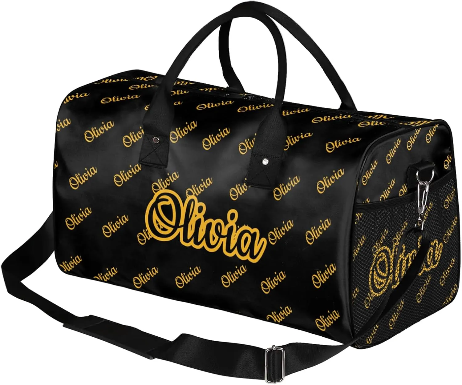 Custom Sport Duffel Bags Personalized Travel Overnight Bag Waterproof Customized Dance Bag Lightweight Carry-On Tote for Women Men 17.4in, Black Yellow