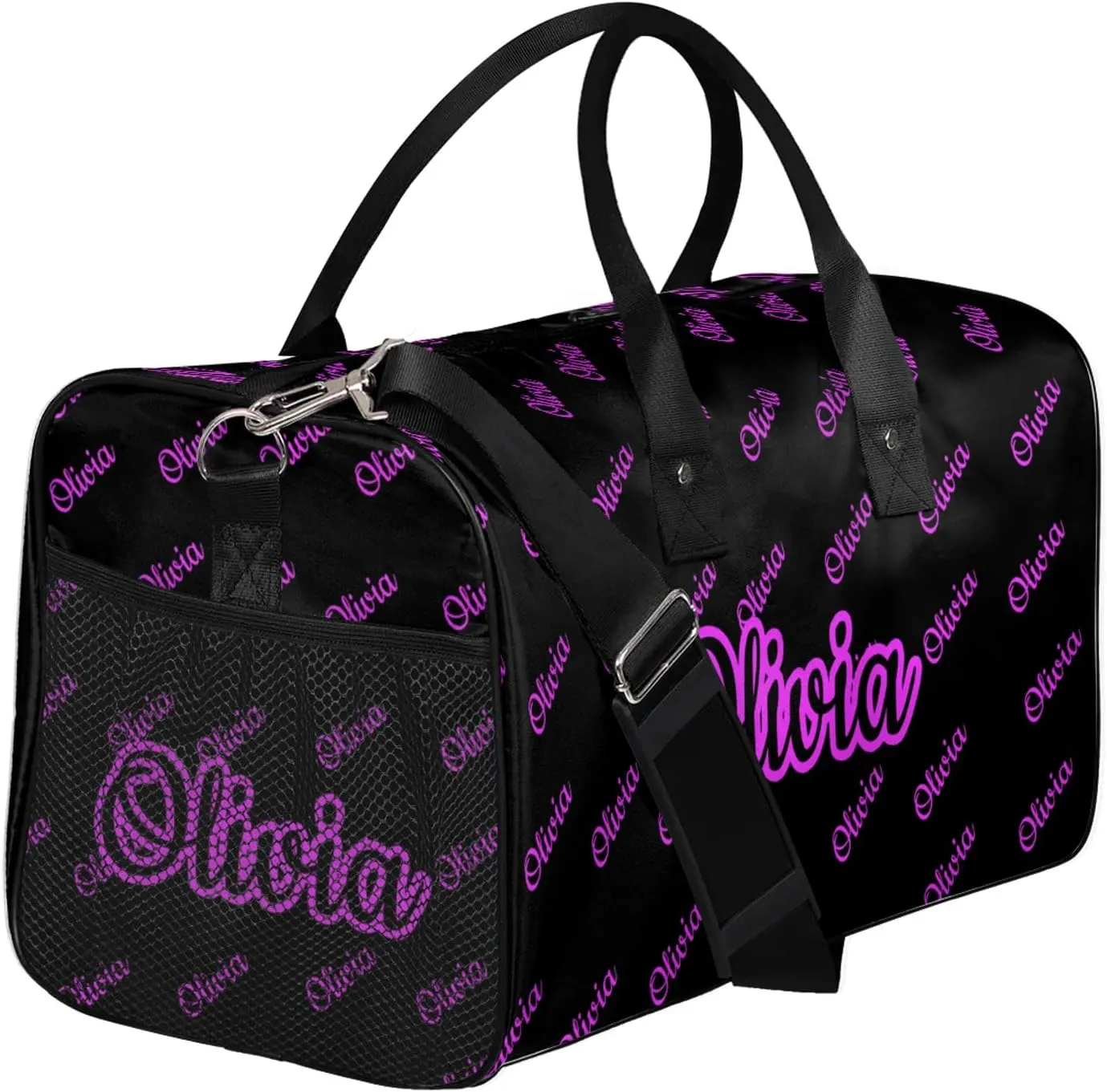 Custom Sport Duffel Bags Personalized Travel Overnight Bag Waterproof Customized Dance Bag Lightweight Carry-On Tote for Women Men 17.4in, Black