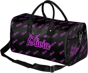 Custom Sport Duffel Bags Personalized Travel Overnight Bag Waterproof Customized Dance Bag Lightweight Carry-On Tote for Women Men 17.4in, Black