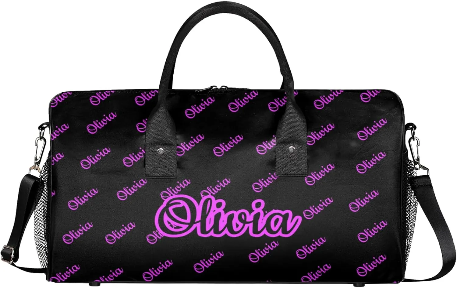 Custom Sport Duffel Bags Personalized Travel Overnight Bag Waterproof Customized Dance Bag Lightweight Carry-On Tote for Women Men 17.4in, Black