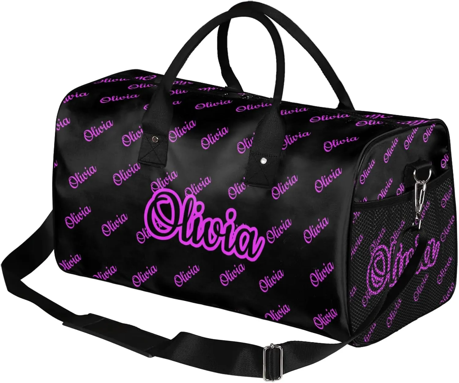 Custom Sport Duffel Bags Personalized Travel Overnight Bag Waterproof Customized Dance Bag Lightweight Carry-On Tote for Women Men 17.4in, Black