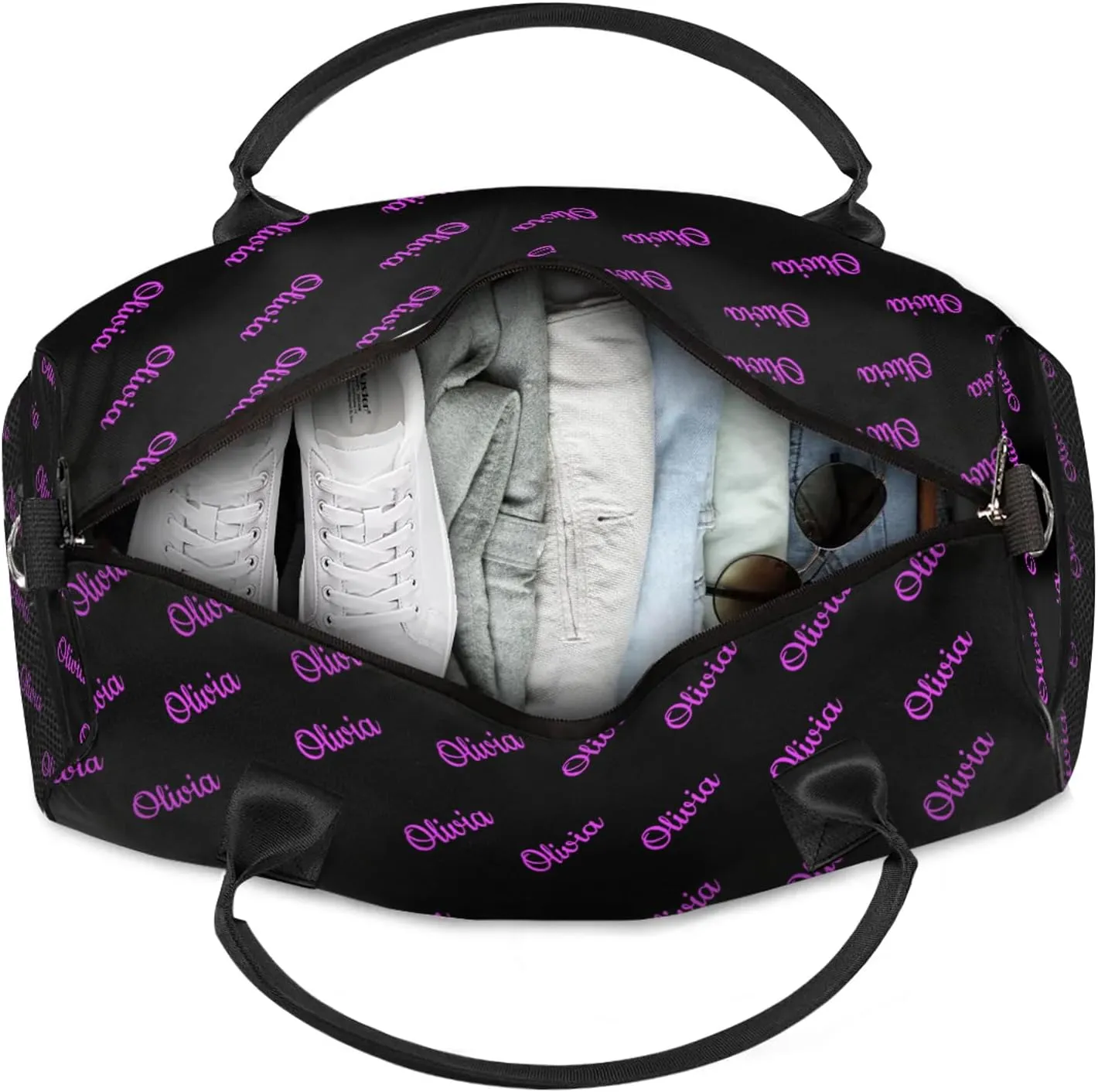 Custom Sport Duffel Bags Personalized Travel Overnight Bag Waterproof Customized Dance Bag Lightweight Carry-On Tote for Women Men 17.4in, Black