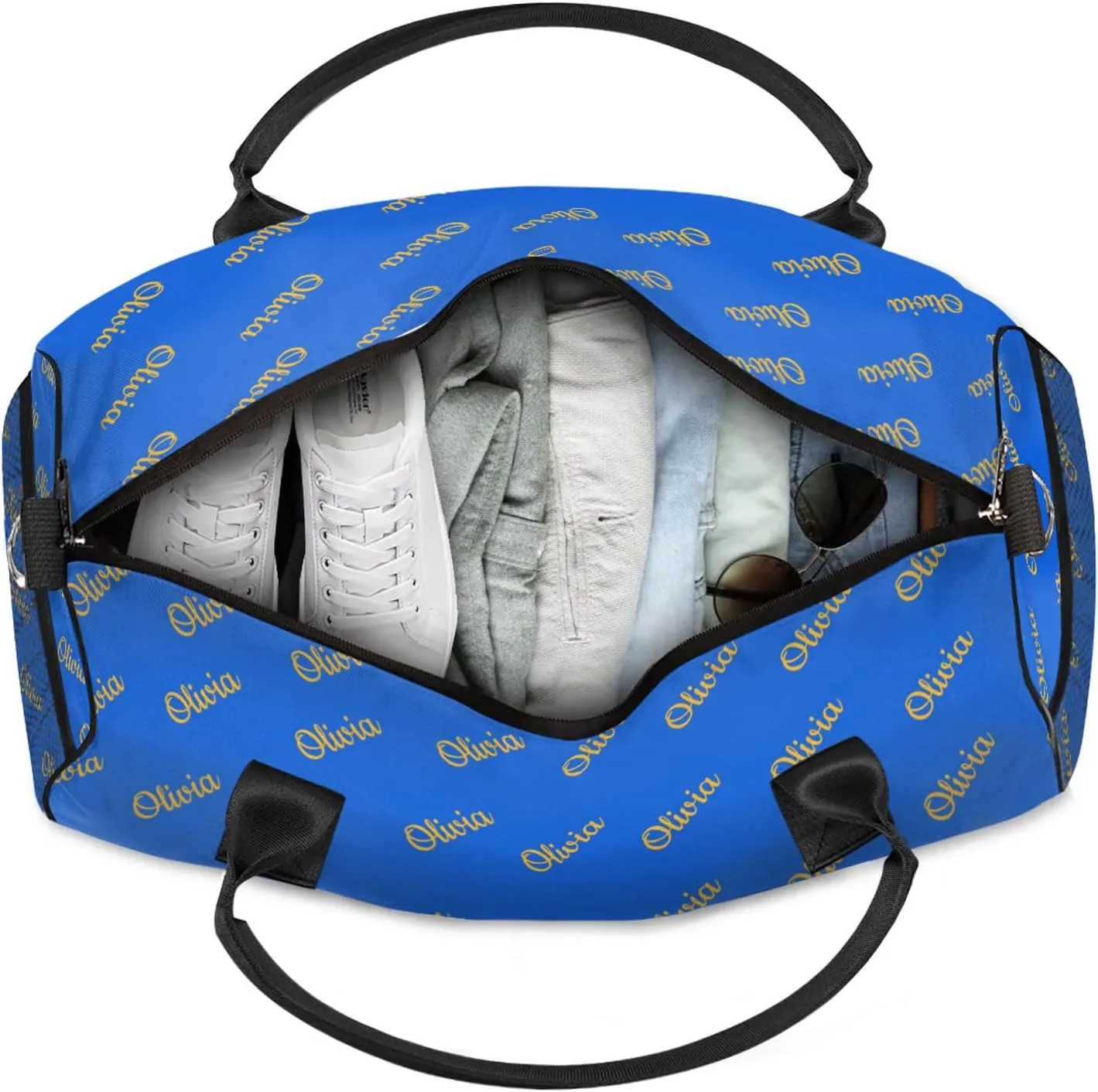 Custom Sport Duffel Bags Personalized Travel Overnight Bag Waterproof Customized Dance Bag Lightweight Carry-On Tote for Women Men 17.4in, Blue Yellow