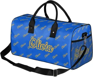 Custom Sport Duffel Bags Personalized Travel Overnight Bag Waterproof Customized Dance Bag Lightweight Carry-On Tote for Women Men 17.4in, Blue Yellow