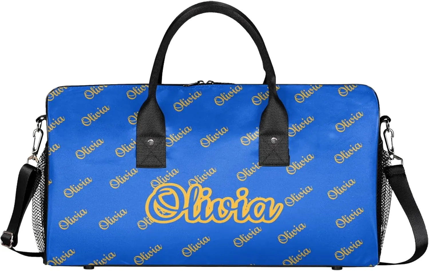 Custom Sport Duffel Bags Personalized Travel Overnight Bag Waterproof Customized Dance Bag Lightweight Carry-On Tote for Women Men 17.4in, Blue Yellow