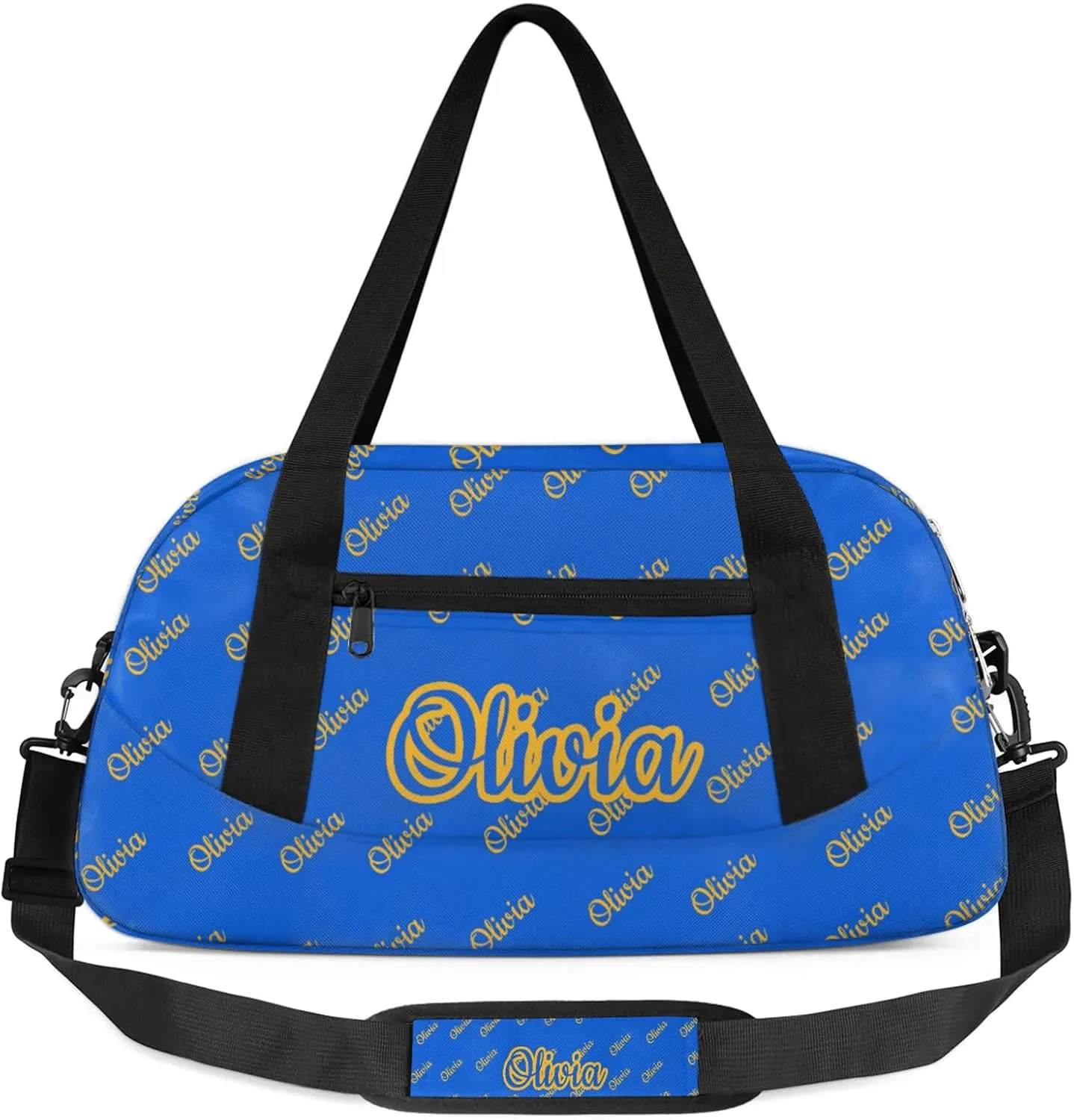 Custom Sport Duffel Bags Personalized Travel Overnight Bag Waterproof Dance Bag Lightweight Carry-On Tote for Women Men 18.5in, Blue Yellow