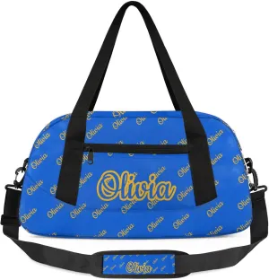 Custom Sport Duffel Bags Personalized Travel Overnight Bag Waterproof Dance Bag Lightweight Carry-On Tote for Women Men 18.5in, Blue Yellow