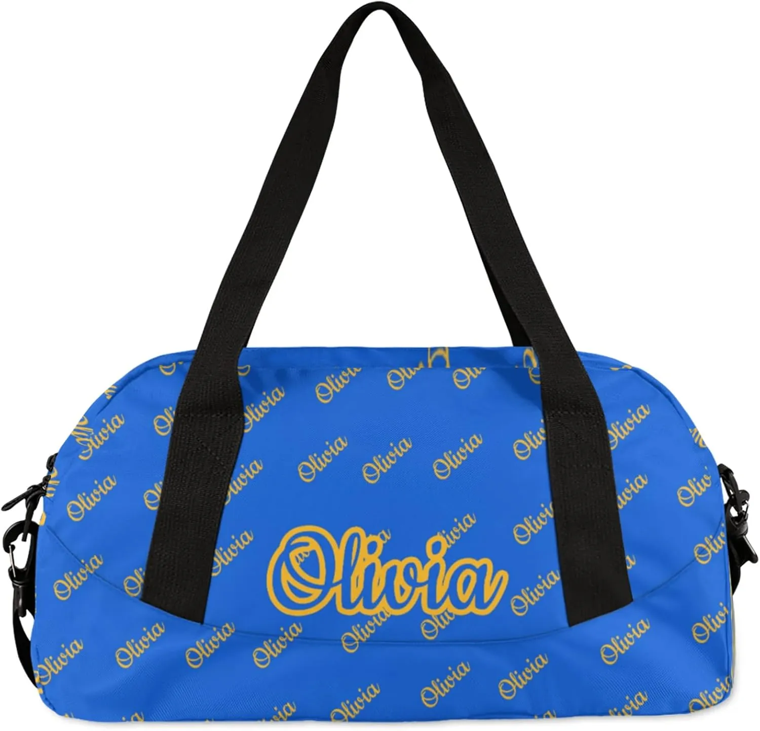 Custom Sport Duffel Bags Personalized Travel Overnight Bag Waterproof Dance Bag Lightweight Carry-On Tote for Women Men 18.5in, Blue Yellow