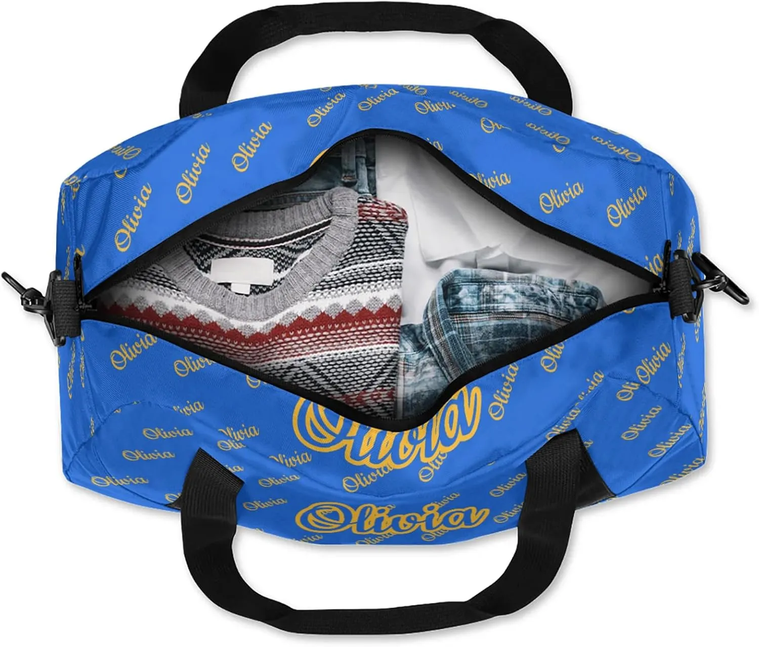 Custom Sport Duffel Bags Personalized Travel Overnight Bag Waterproof Dance Bag Lightweight Carry-On Tote for Women Men 18.5in, Blue Yellow