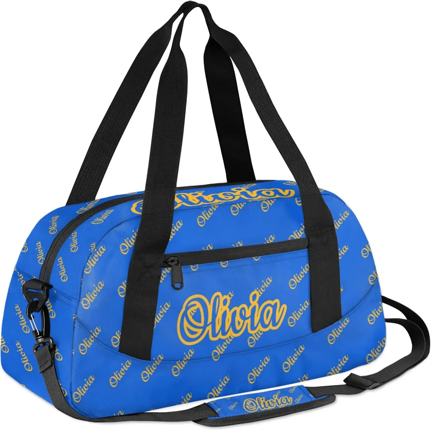 Custom Sport Duffel Bags Personalized Travel Overnight Bag Waterproof Dance Bag Lightweight Carry-On Tote for Women Men 18.5in, Blue Yellow