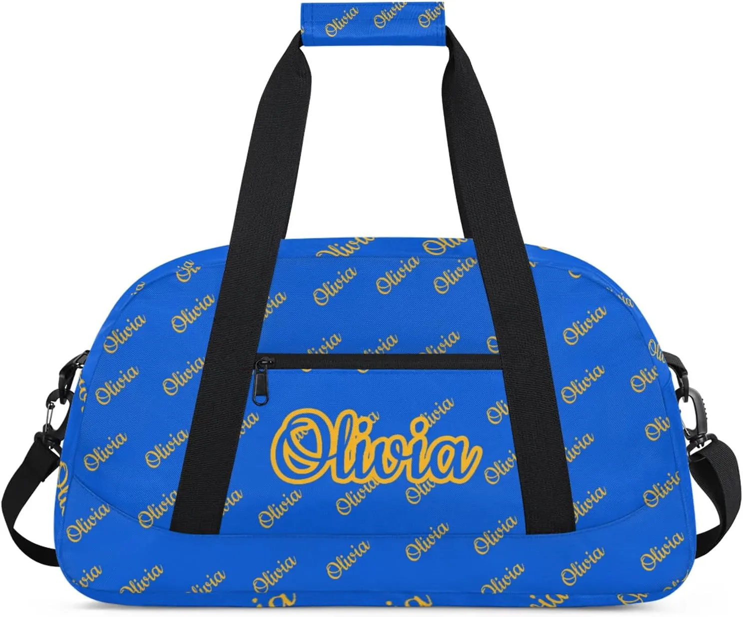 Custom Sport Duffel Bags Personalized Travel Overnight Bag Waterproof Dance Bag Lightweight Carry-On Tote for Women Men 18.9in, Blue Yellow