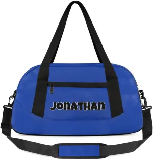 Custom Sport Gym Bag, Personalized Name Overnight Duffel Bag for Boys Girls Dance Weekender Bags Travel Tote Bag, Blue A