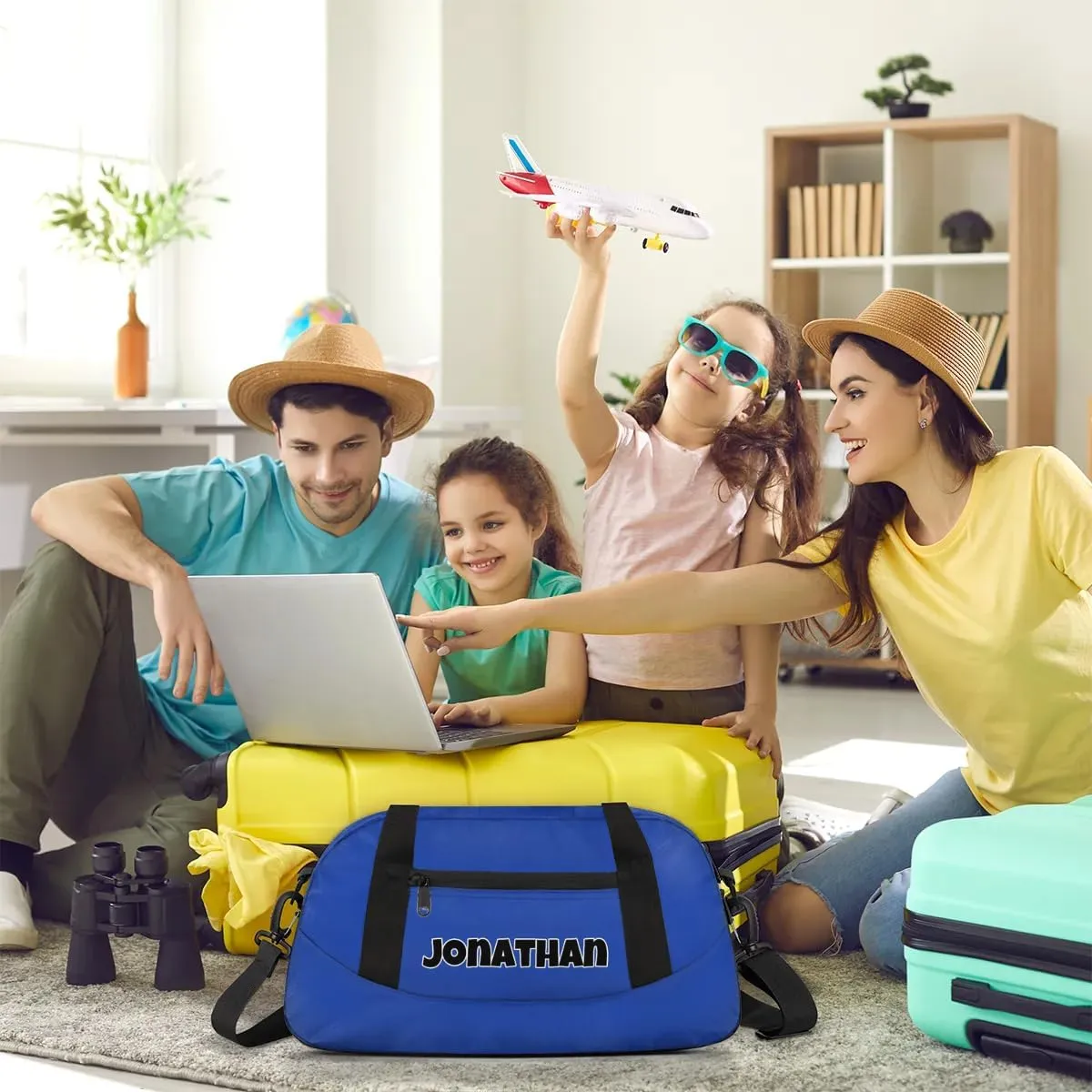 Custom Sport Gym Bag, Personalized Name Overnight Duffel Bag for Boys Girls Dance Weekender Bags Travel Tote Bag, Blue A