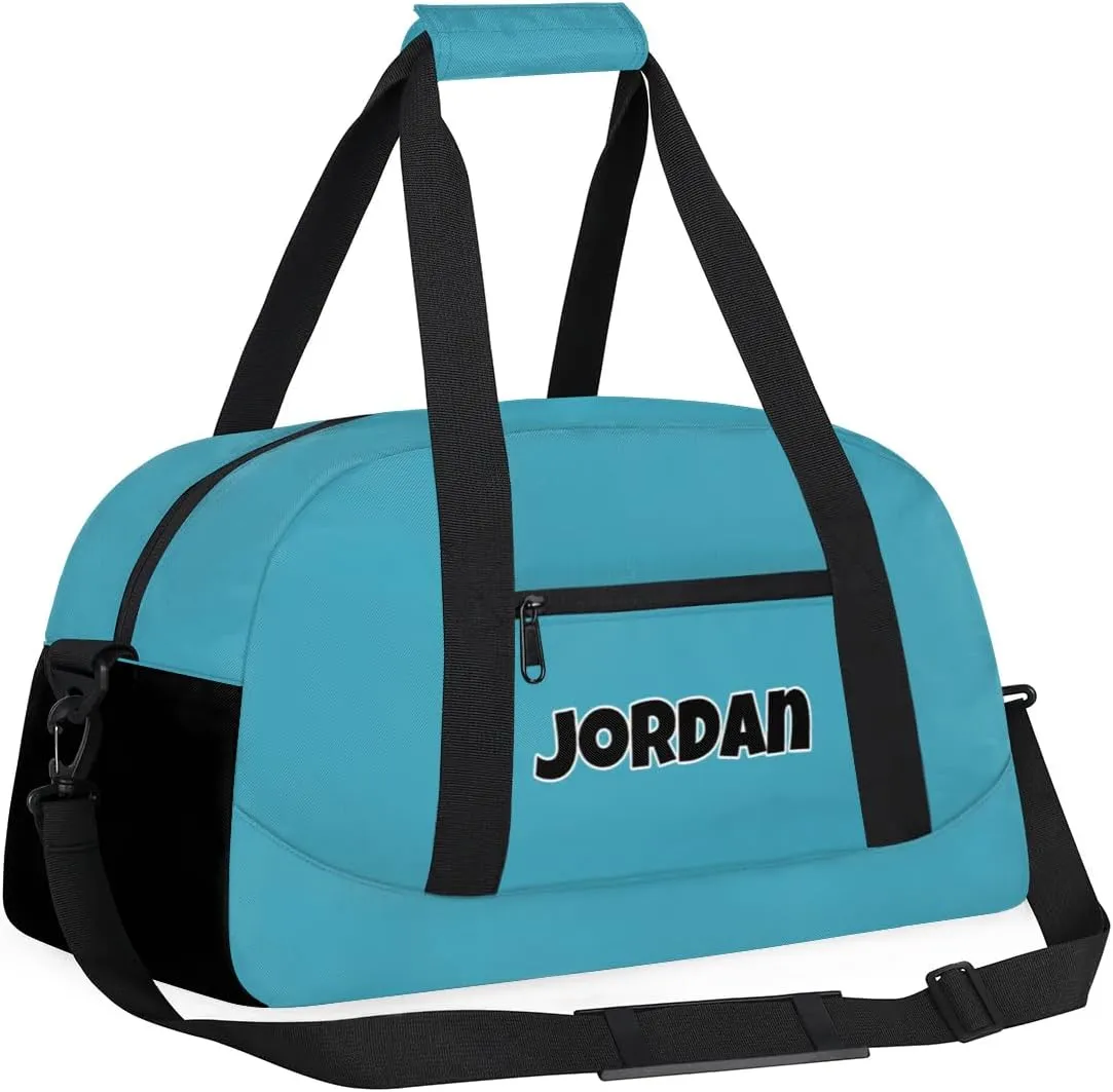 Custom Sport Gym Bags, Personalized Name Overnight Duffel Bags for Boys Girls Dance Weekender Bag Travel Tote Bags, Blue B