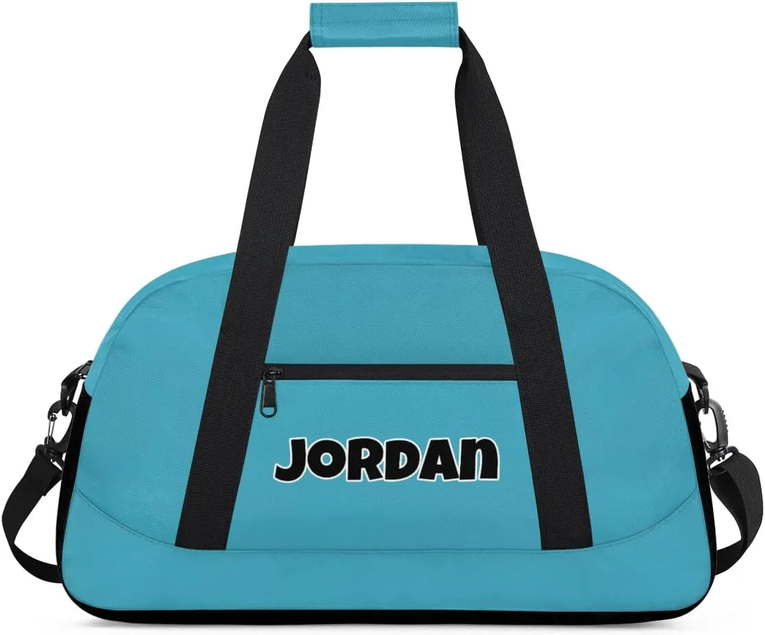 Custom Sport Gym Bags, Personalized Name Overnight Duffel Bags for Boys Girls Dance Weekender Bag Travel Tote Bags, Blue B