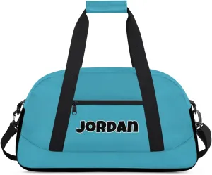 Custom Sport Gym Bags, Personalized Name Overnight Duffel Bags for Boys Girls Dance Weekender Bag Travel Tote Bags, Blue B