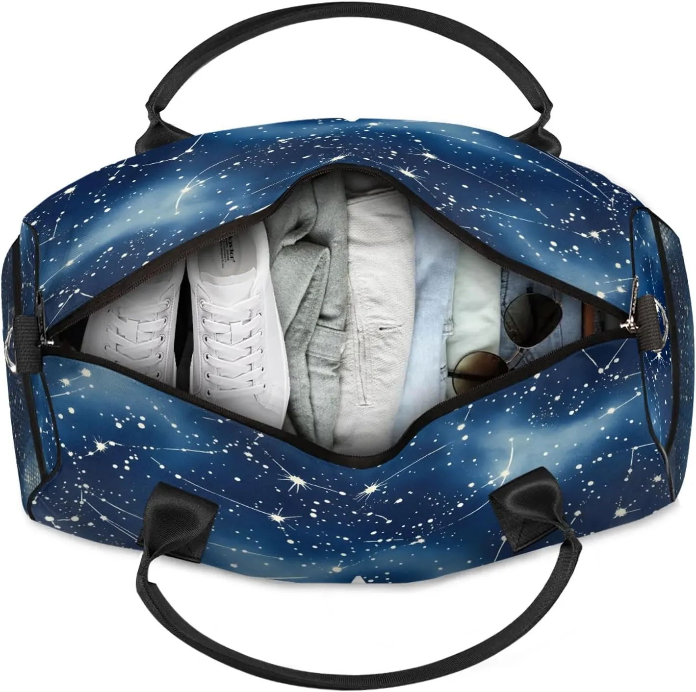 Custom Sports Duffel Bag Personalized Name Dance Gym Bag for Women Men Overnight Weekender Travel Duffel Bags Lightweight 17.4in, Dark Blue Cosmic Starry