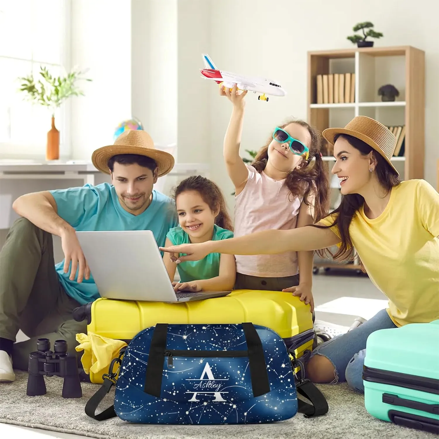 Custom Sports Duffel Bag Personalized Name Dance Gym Bag for Women Men Overnight Weekender Travel Duffel Bags Lightweight 18.5in, Dark Blue Cosmic Starry