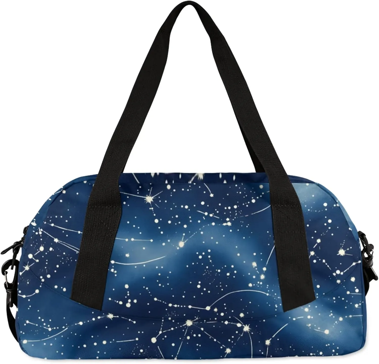 Custom Sports Duffel Bag Personalized Name Dance Gym Bag for Women Men Overnight Weekender Travel Duffel Bags Lightweight 18.5in, Dark Blue Cosmic Starry